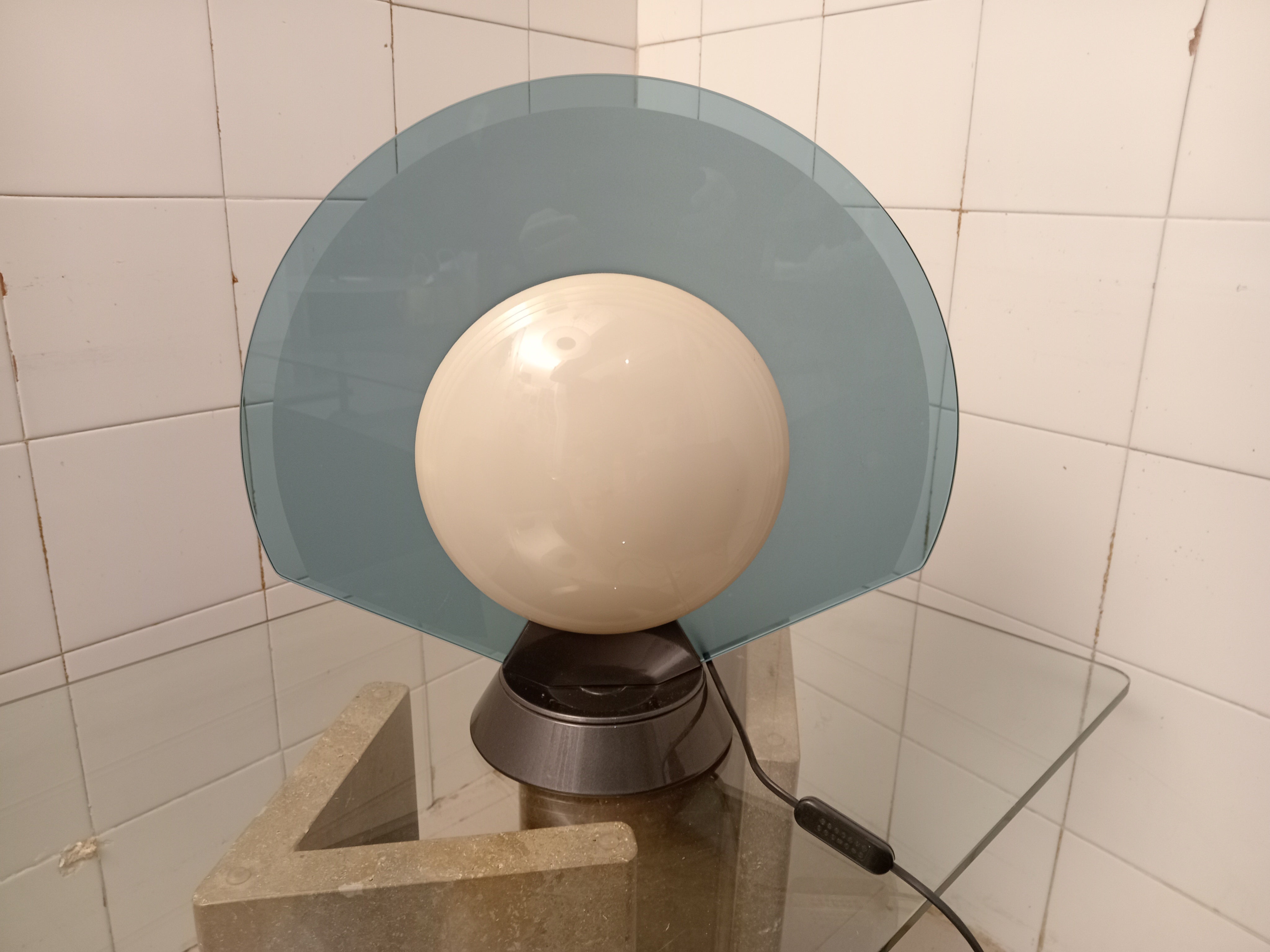 1980s_Adjustable_Table_Lamp_by_Pier_Giuseppe_Ramella_for_Arteluce,_Glass,_Metal_and_Methacrylate
