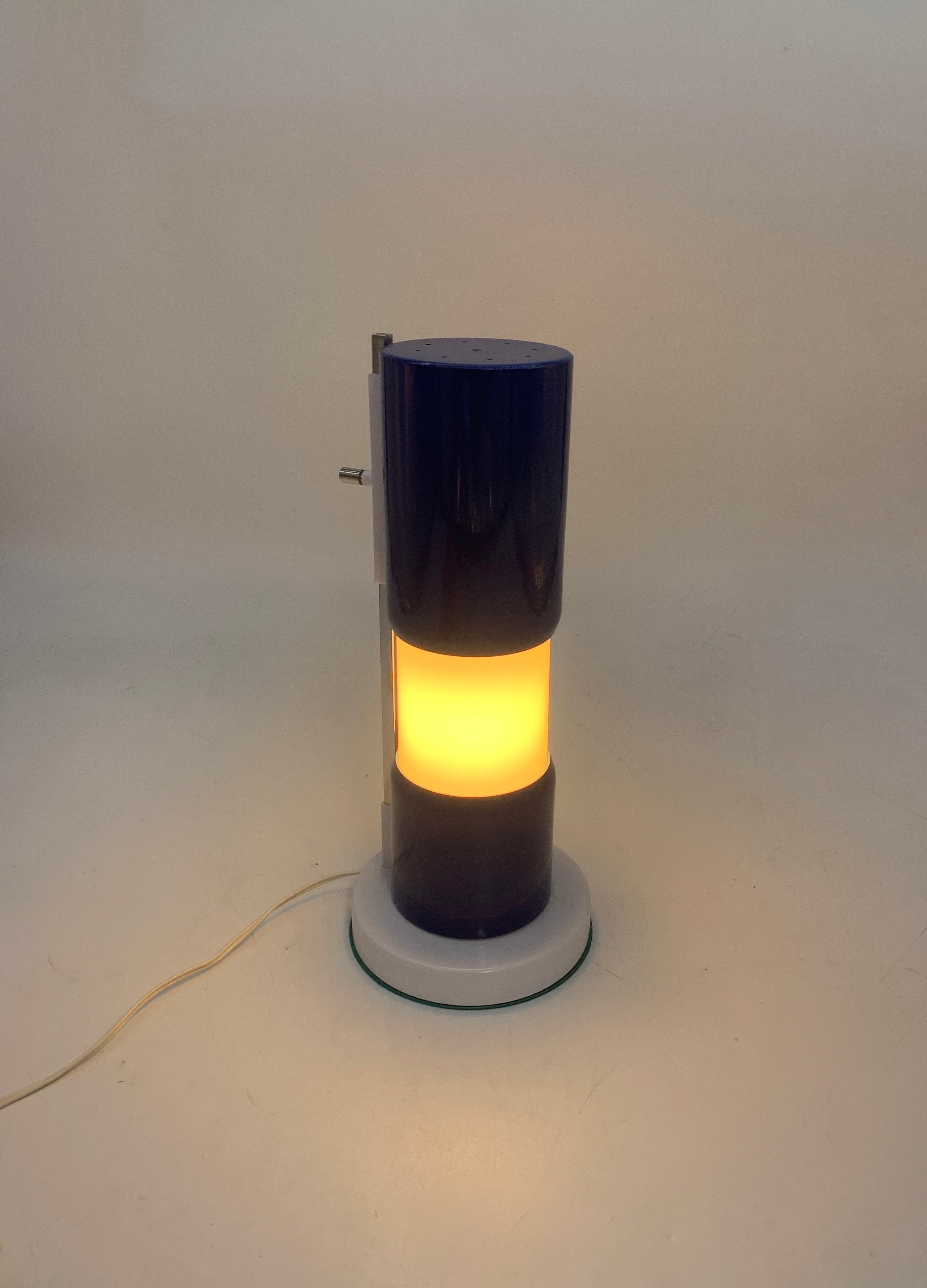 Table_Lamp_by_Angelo_Lelii_for_Arredoluce,_Blue_Metal_and_Opaline_Glass,_1950s