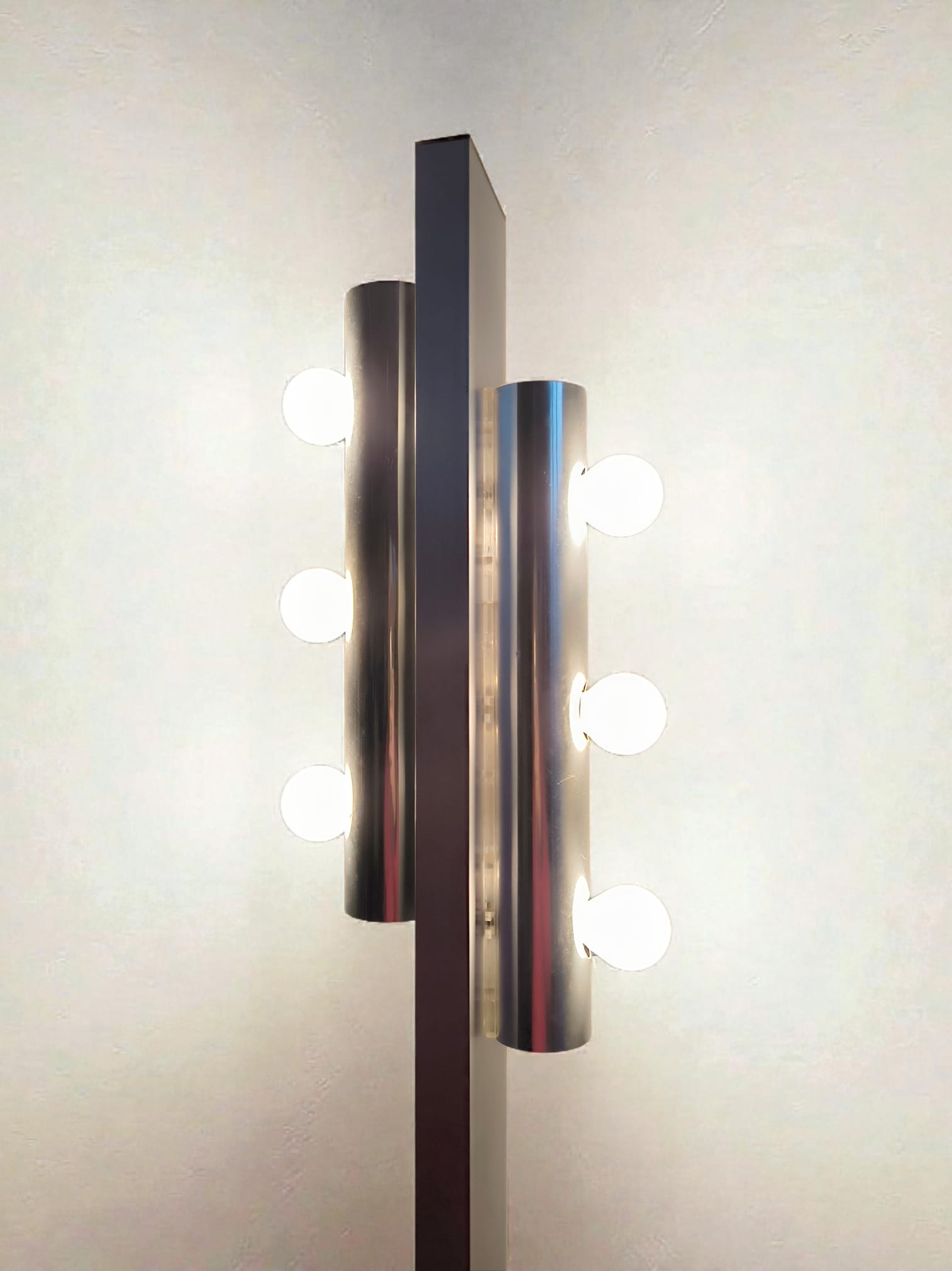 Six-Light_Floor_Lamp_by_Targetti_with_Travertine_Base,_1970s,_Italy