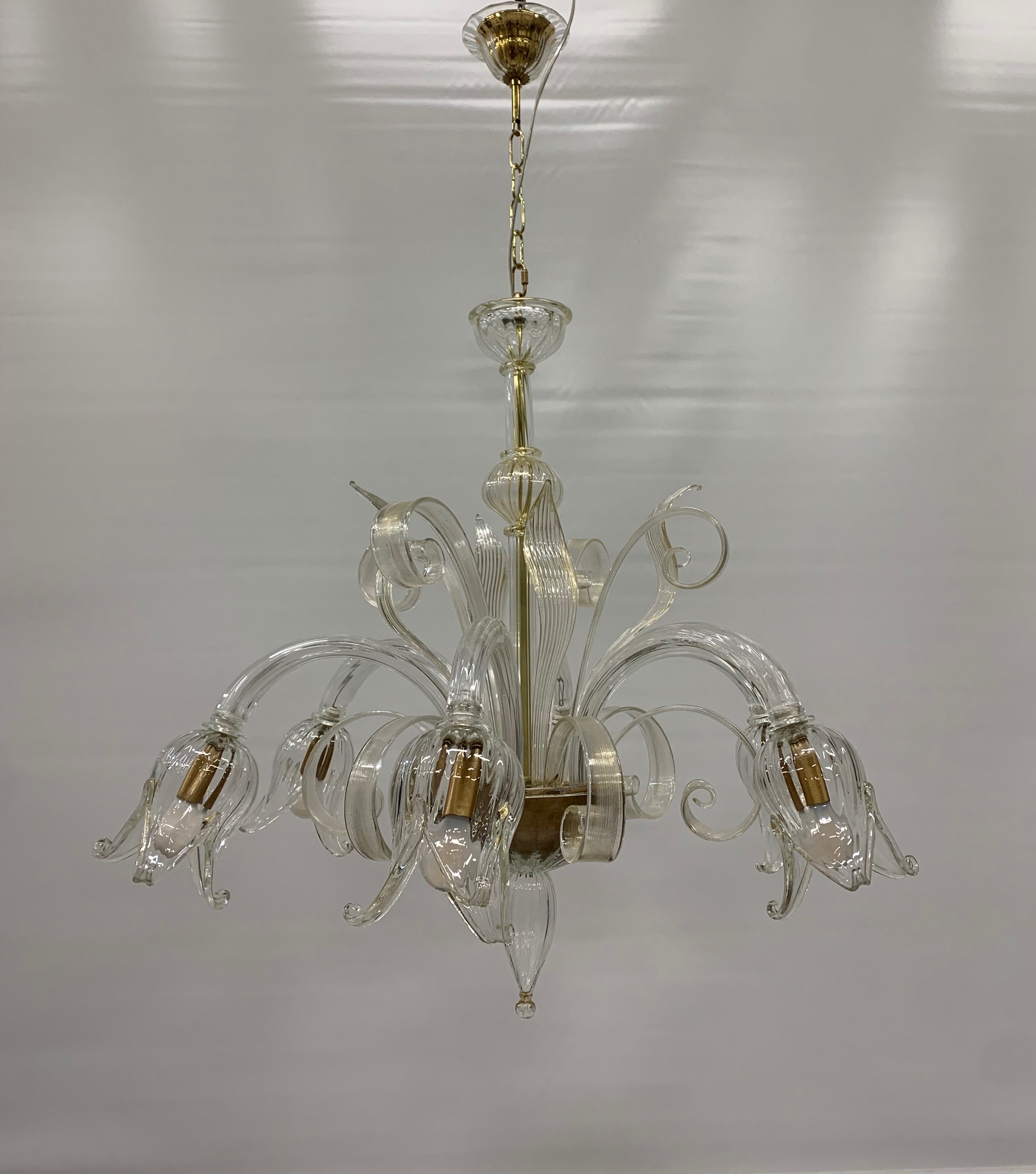 Seguso_Attributed_Murano_Glass_6_Light_Chandelier,_Italy,_1970s