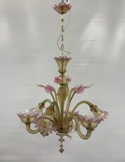 Cesare_Toso_Attributed_Murano_Glass_6_Light_Floral_Chandelier,_Italy