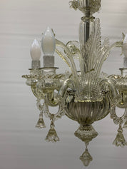 G._Ferro_by_Smoked_Murano_Glass_Chandelier,_5_Light,_Italy,_1950s