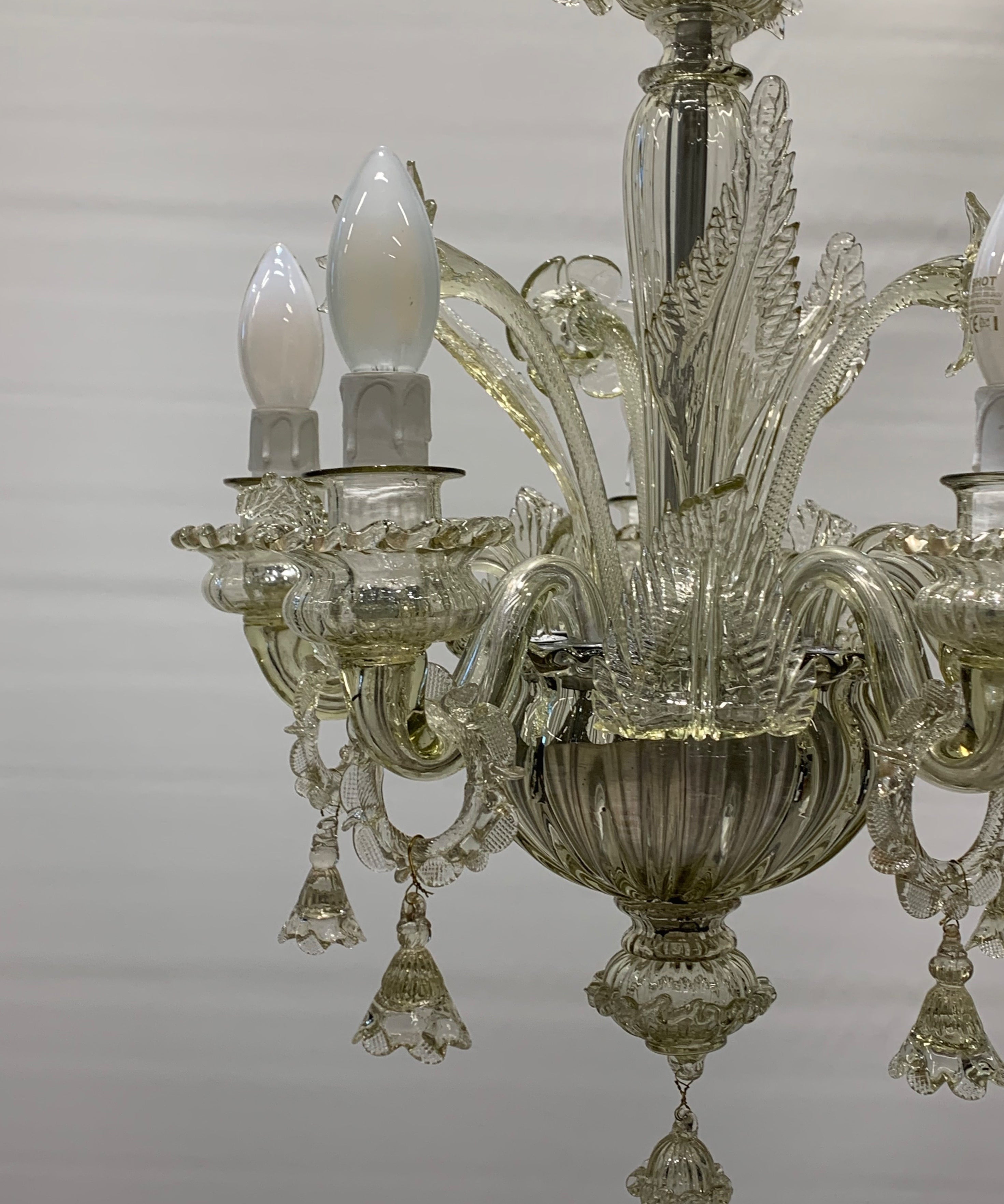 G._Ferro_by_Smoked_Murano_Glass_Chandelier,_5_Light,_Italy,_1950s