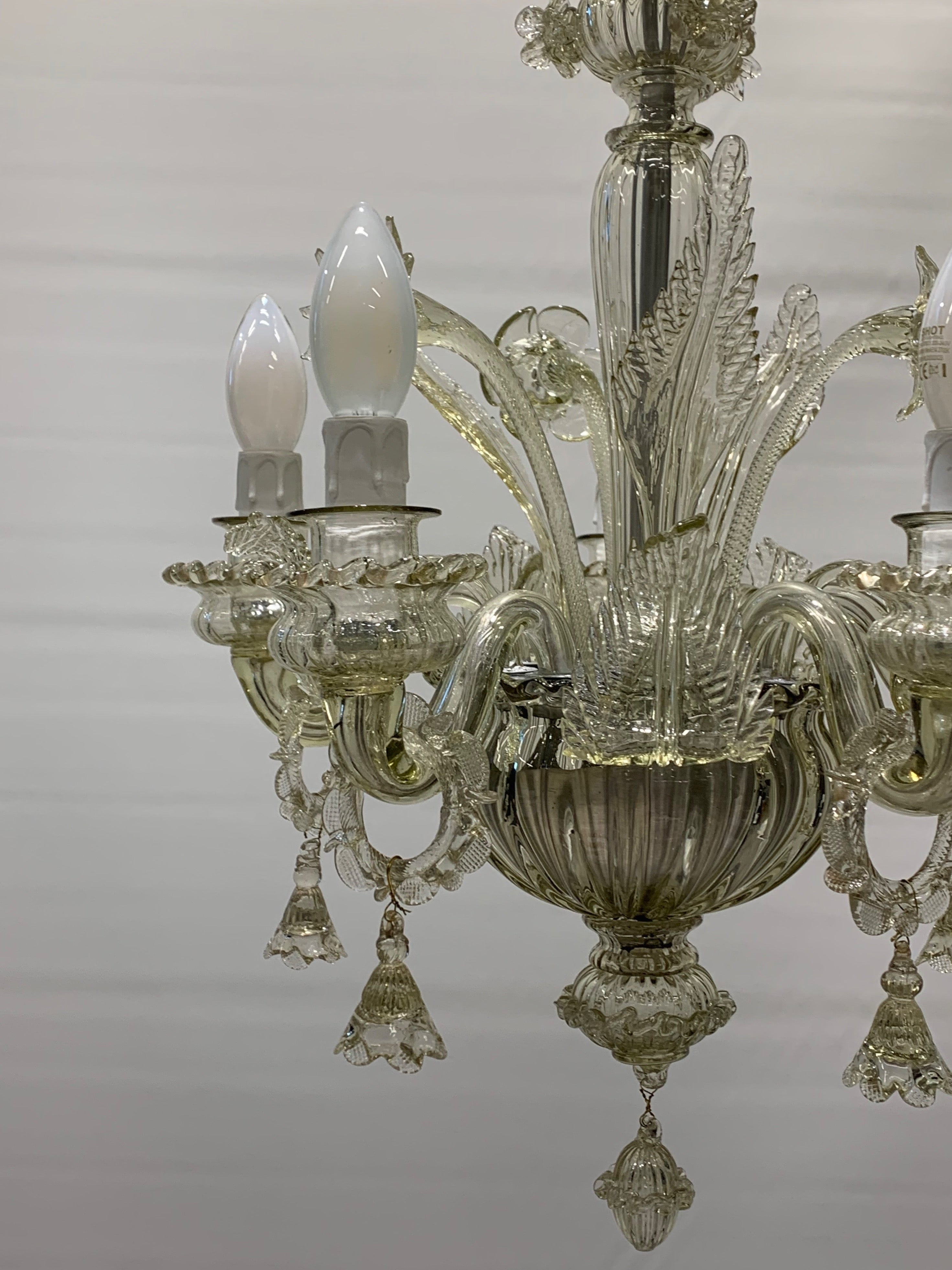 G._Ferro_by_Smoked_Murano_Glass_Chandelier,_5_Light,_Italy,_1950s