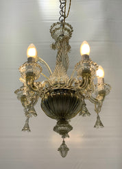 G._Ferro_by_Smoked_Murano_Glass_Chandelier,_5_Light,_Italy,_1950s