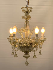 G._Ferro_by_Smoked_Murano_Glass_Chandelier,_5_Light,_Italy,_1950s
