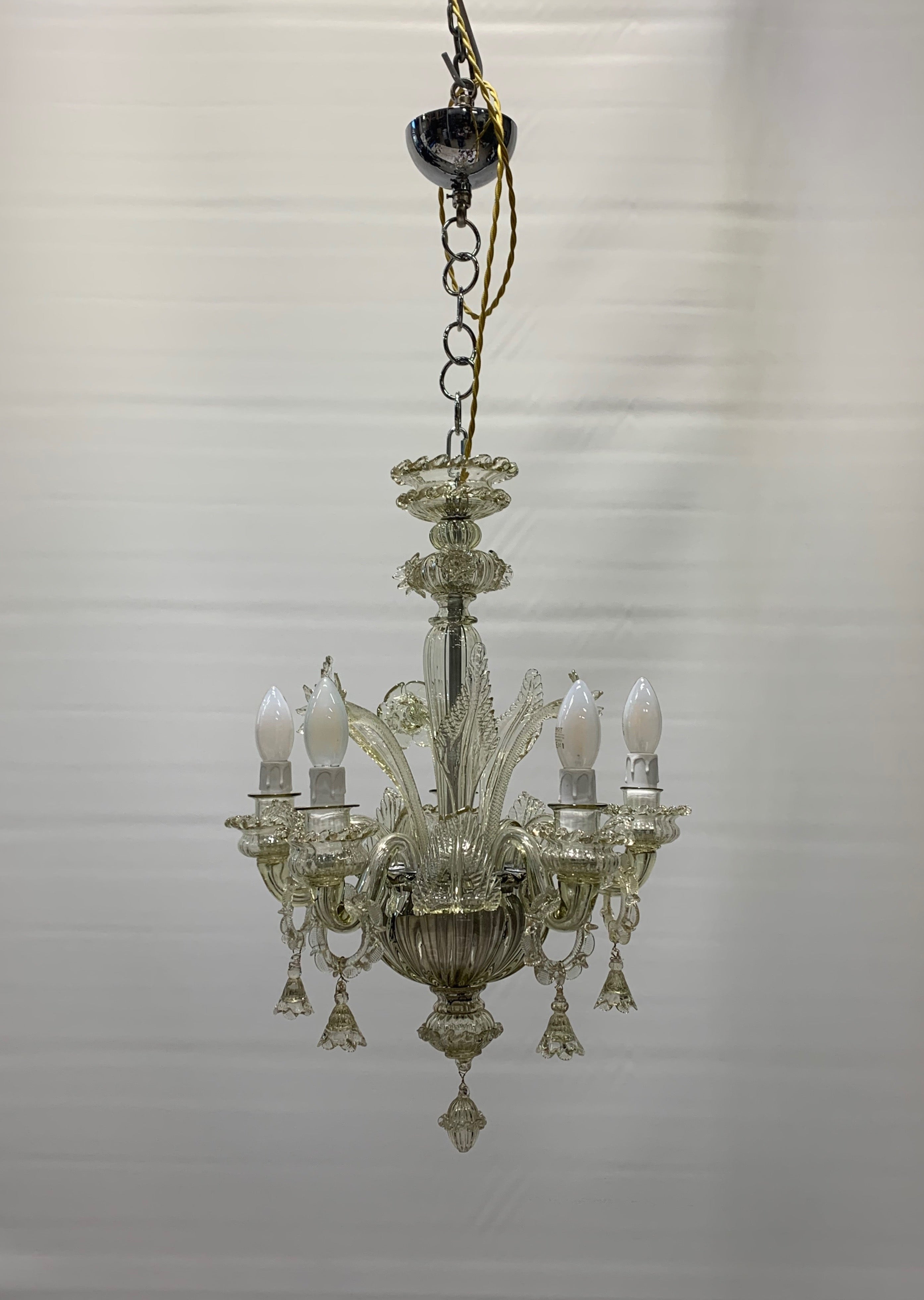 G._Ferro_by_Smoked_Murano_Glass_Chandelier,_5_Light,_Italy,_1950s