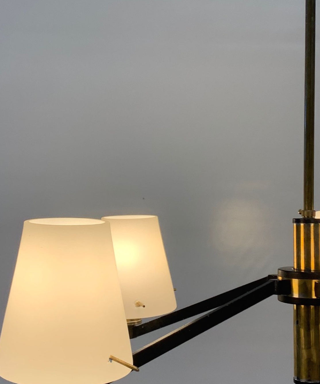 Stilnovo_Attributed_Five_Light_Chandelier_in_Black_Metal,_Brass_and_Opaline_Glass,_Italy