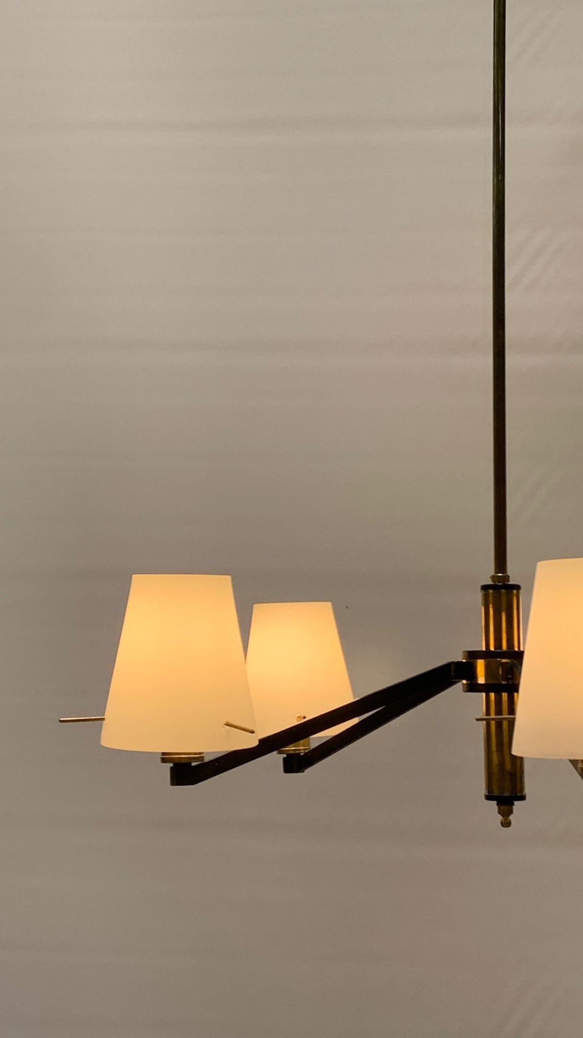 Stilnovo_Attributed_Five_Light_Chandelier_in_Black_Metal,_Brass_and_Opaline_Glass,_Italy