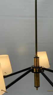 Stilnovo_Attributed_Five_Light_Chandelier_in_Black_Metal,_Brass_and_Opaline_Glass,_Italy