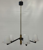 Stilnovo_Attributed_Five_Light_Chandelier_in_Black_Metal,_Brass_and_Opaline_Glass,_Italy
