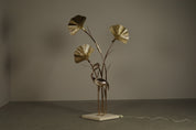 Large_brass_flamingo_floor_lamp_with_sculptural_Ginkgo_leaves,_Italy,_1970s