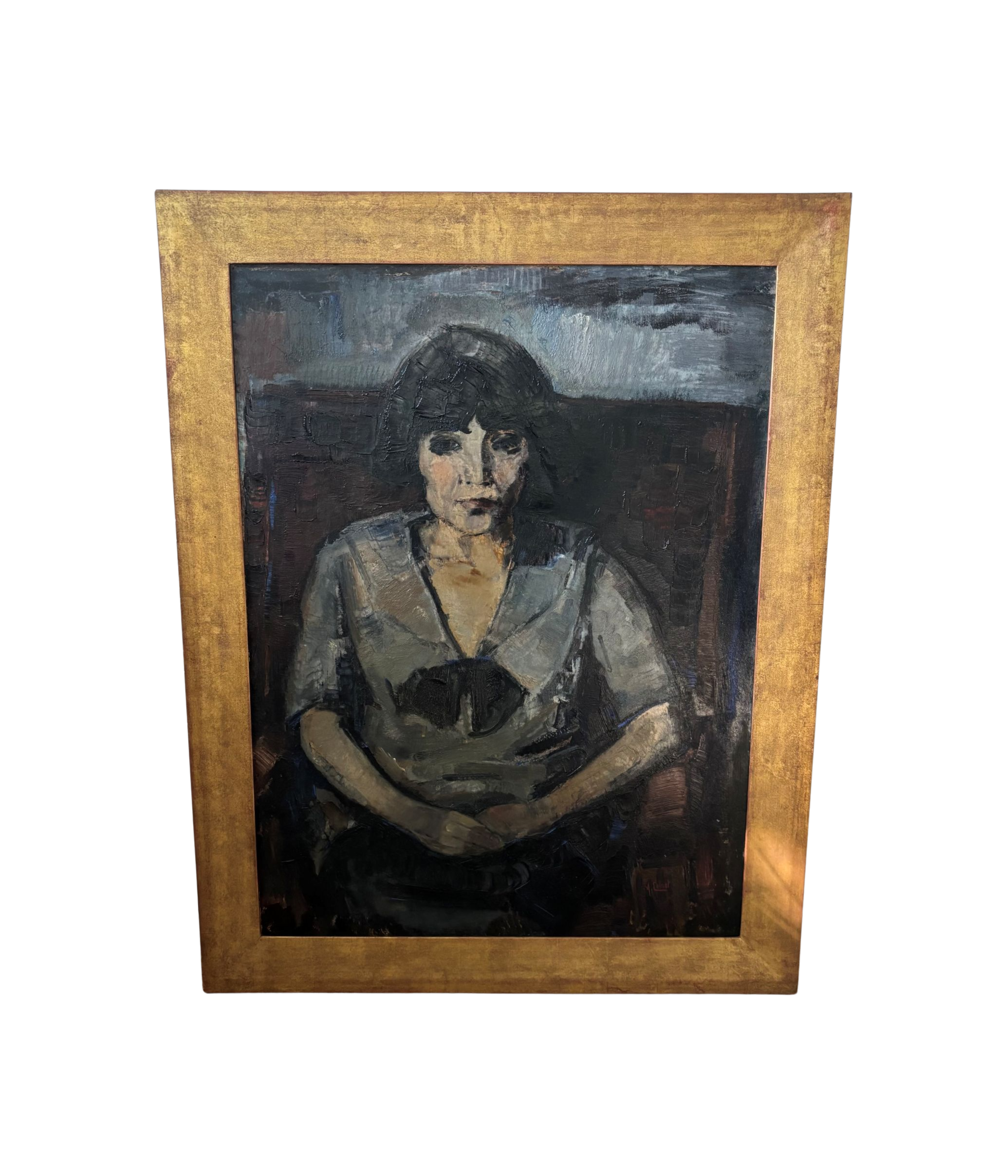 Large_Double-Sided_Portrait_Painting_by_Arnout_Colnot,_Bergen_School,_Netherlands,_circa_1950s