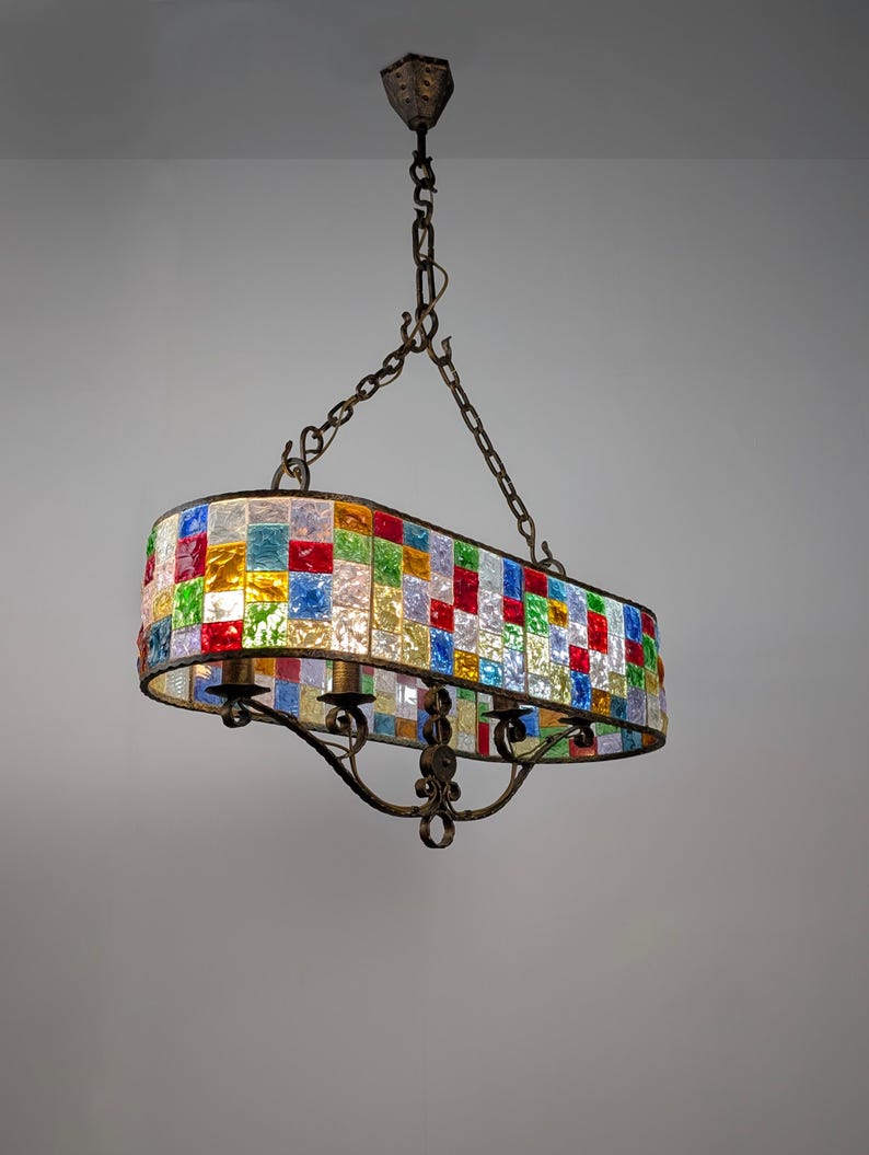 Large_Italian_Multicolor_Hammered_Glass_and_Wrought_Iron_Chandelier