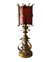 Large_Longobard_Gilded_Metal_and_Red_Hammered_Glass_Table_Lamp