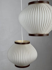 Set_of_2._Ballet_Pendant_Lamps_by_Lars_Schiøler_for_P.J._Høyrup_A/S,_Brown_and_White_PVC,_Denmark,_1970s