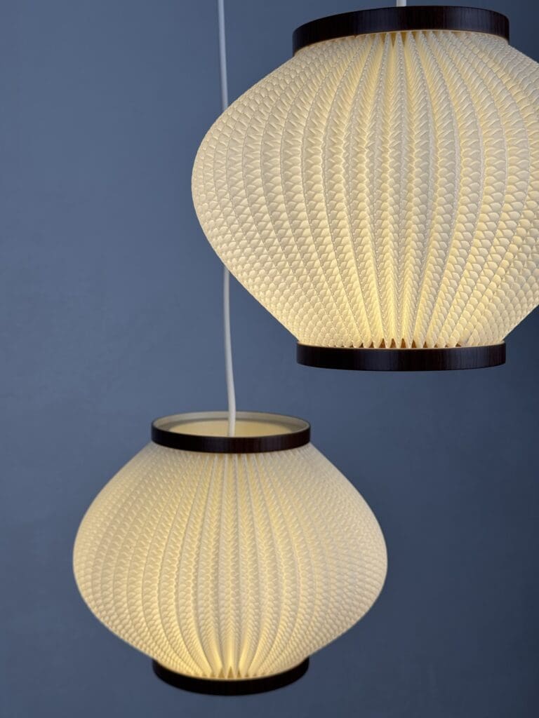 Set_of_2._Ballet_Pendant_Lamps_by_Lars_Schiøler_for_P.J._Høyrup_A/S,_Brown_and_White_PVC,_Denmark,_1970s