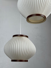 Set_of_2._Ballet_Pendant_Lamps_by_Lars_Schiøler_for_P.J._Høyrup_A/S,_Brown_and_White_PVC,_Denmark,_1970s