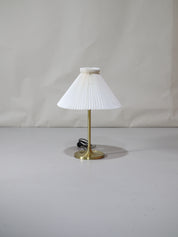 Le_Klint_328_table_lamp_Danish_vintage_brass_pleated_shade