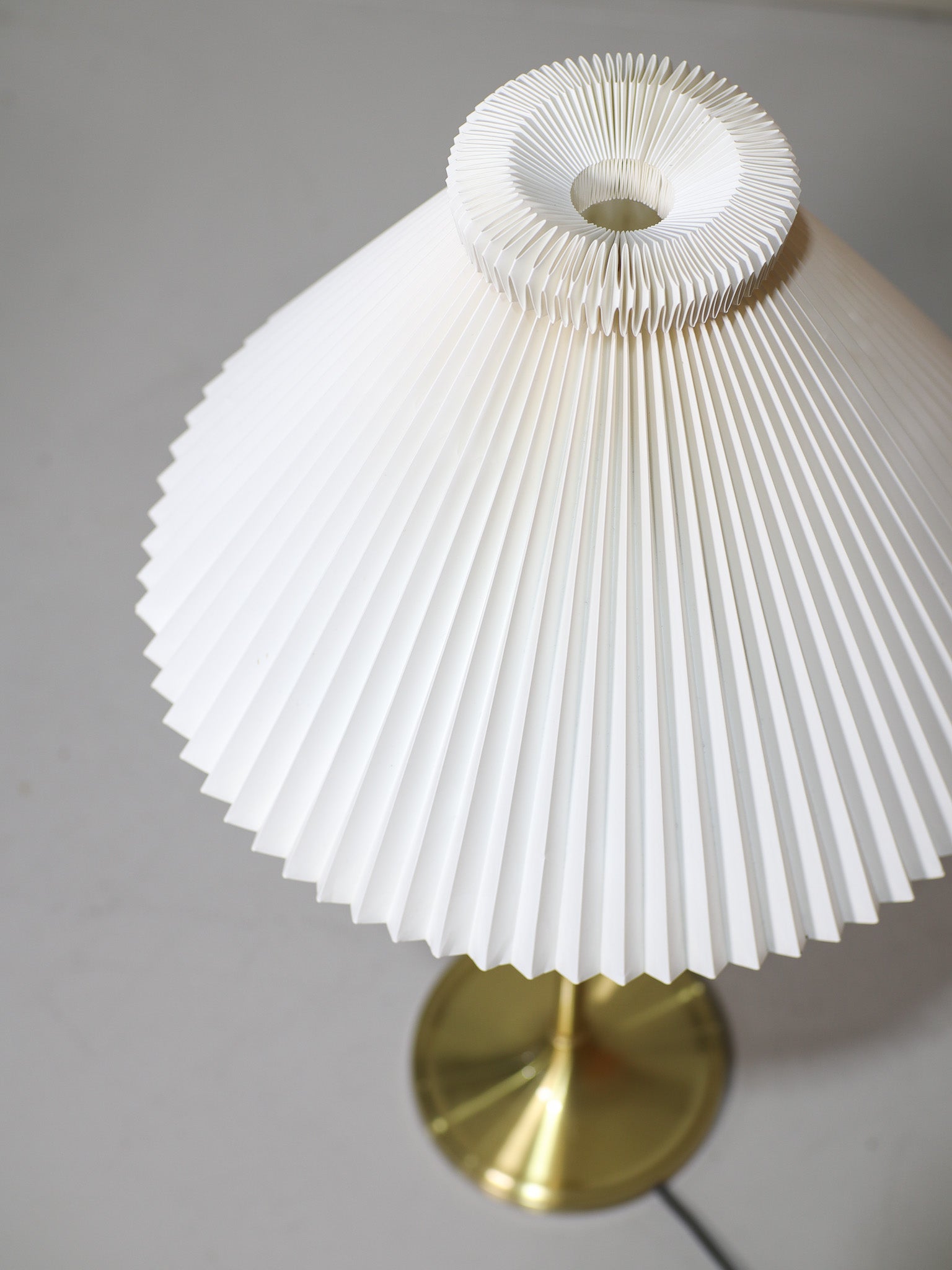 Le_Klint_328_table_lamp_Danish_vintage_brass_pleated_shade