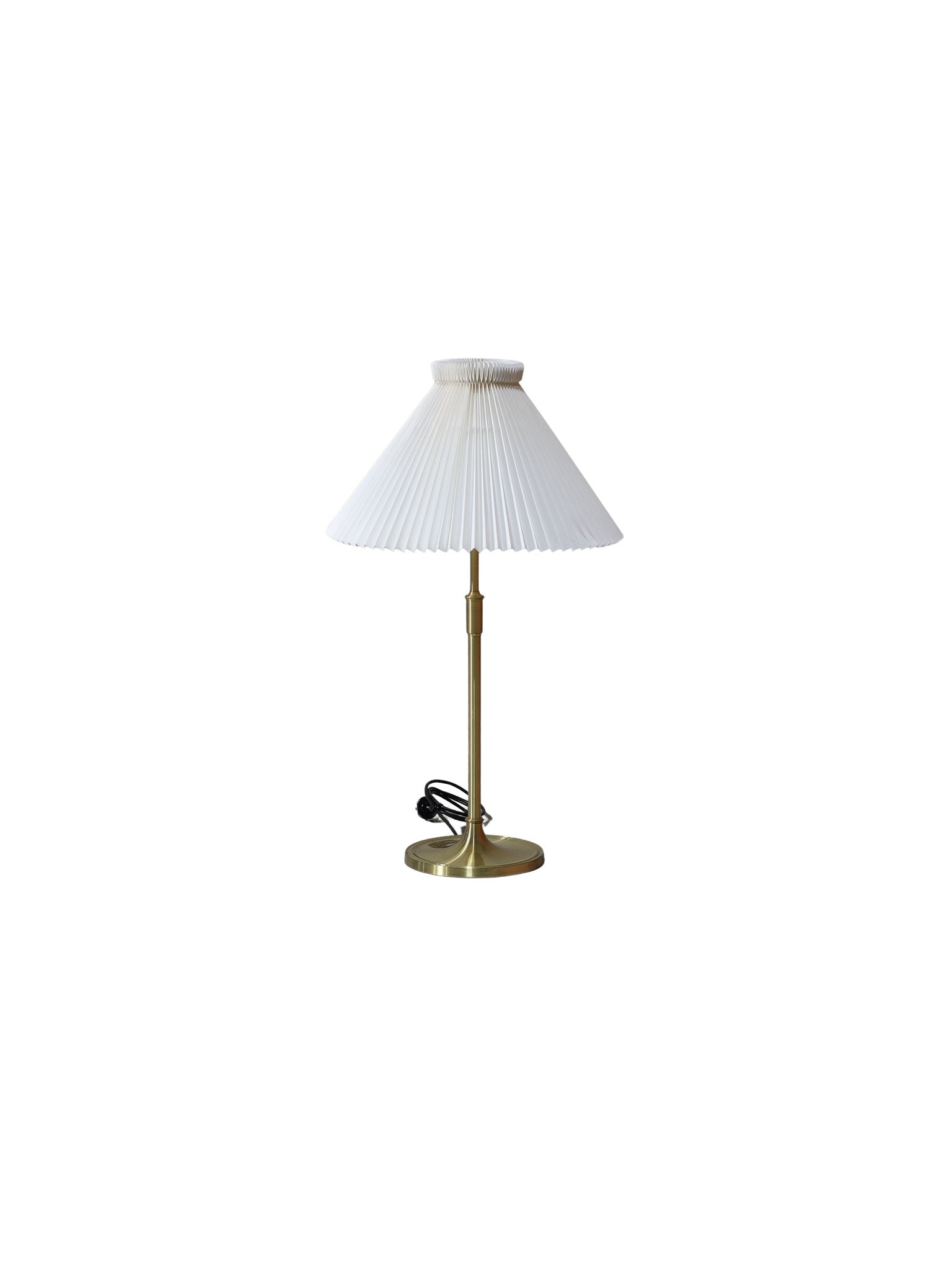 Le_Klint_328_table_lamp_Danish_vintage_brass_pleated_shade