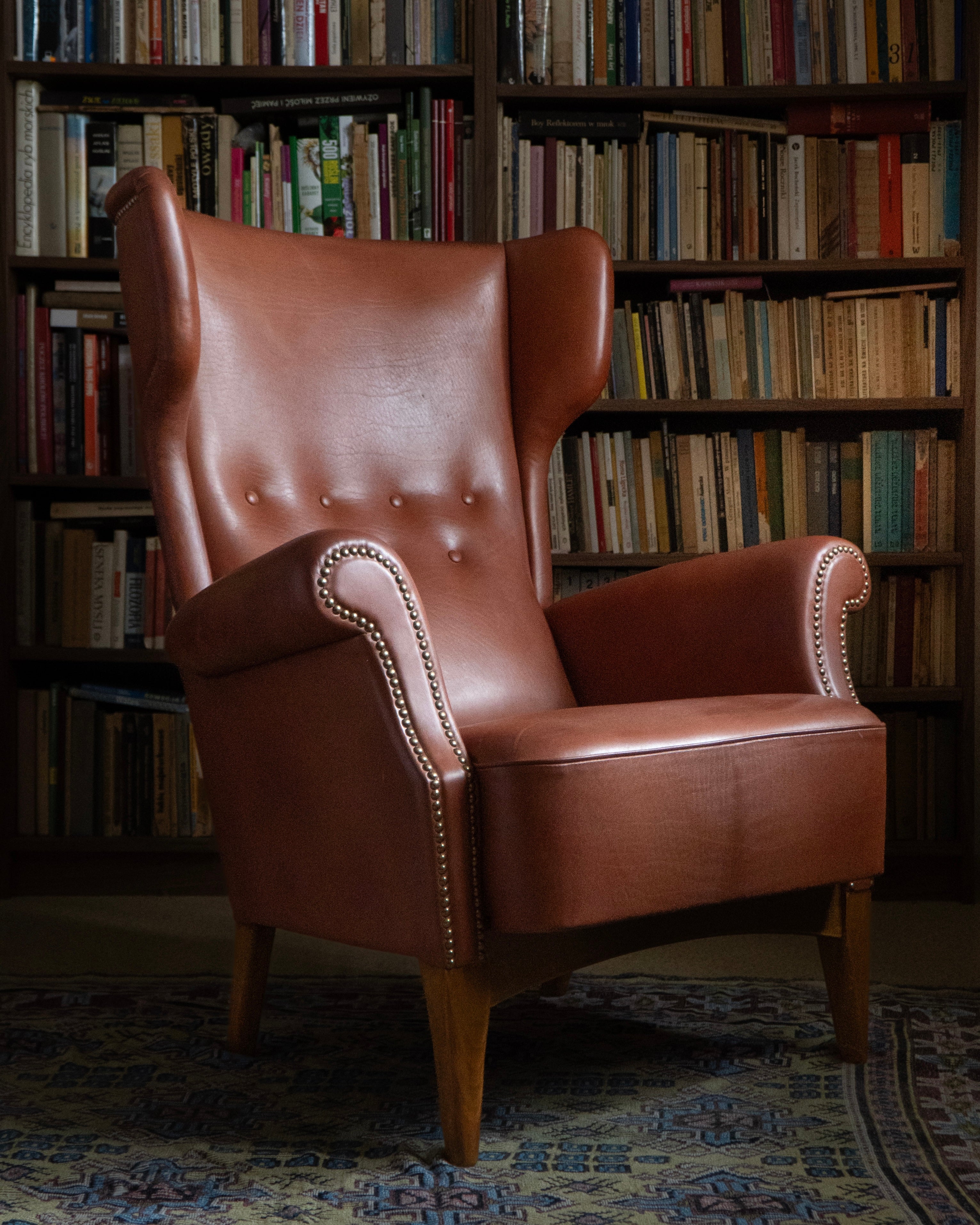 Leather_Armchair_by_Fritz_Hansen_with_Brass_Nail_Trim,_Denmark_1940s–1950s