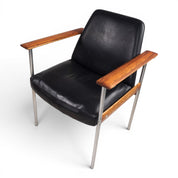 Sven_Ivar_Dysthe_Dokka_Armchair_in_Rosewood_and_Black_Leather_for_Dokka_Møbler,_Norway_1960s