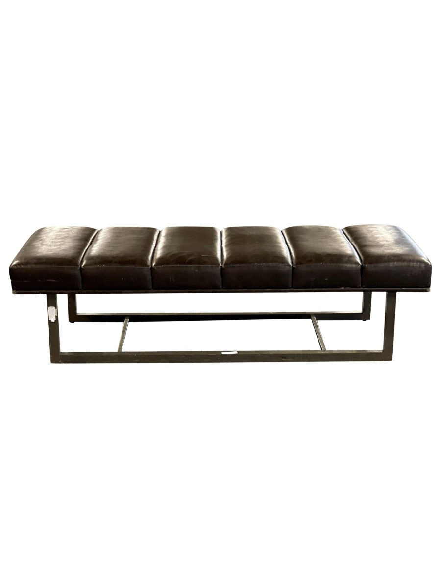 Leather_Bench_with_Steel_Base_by_J.A._Casillas,_1980s_Mid‑Century_Modern,_USA