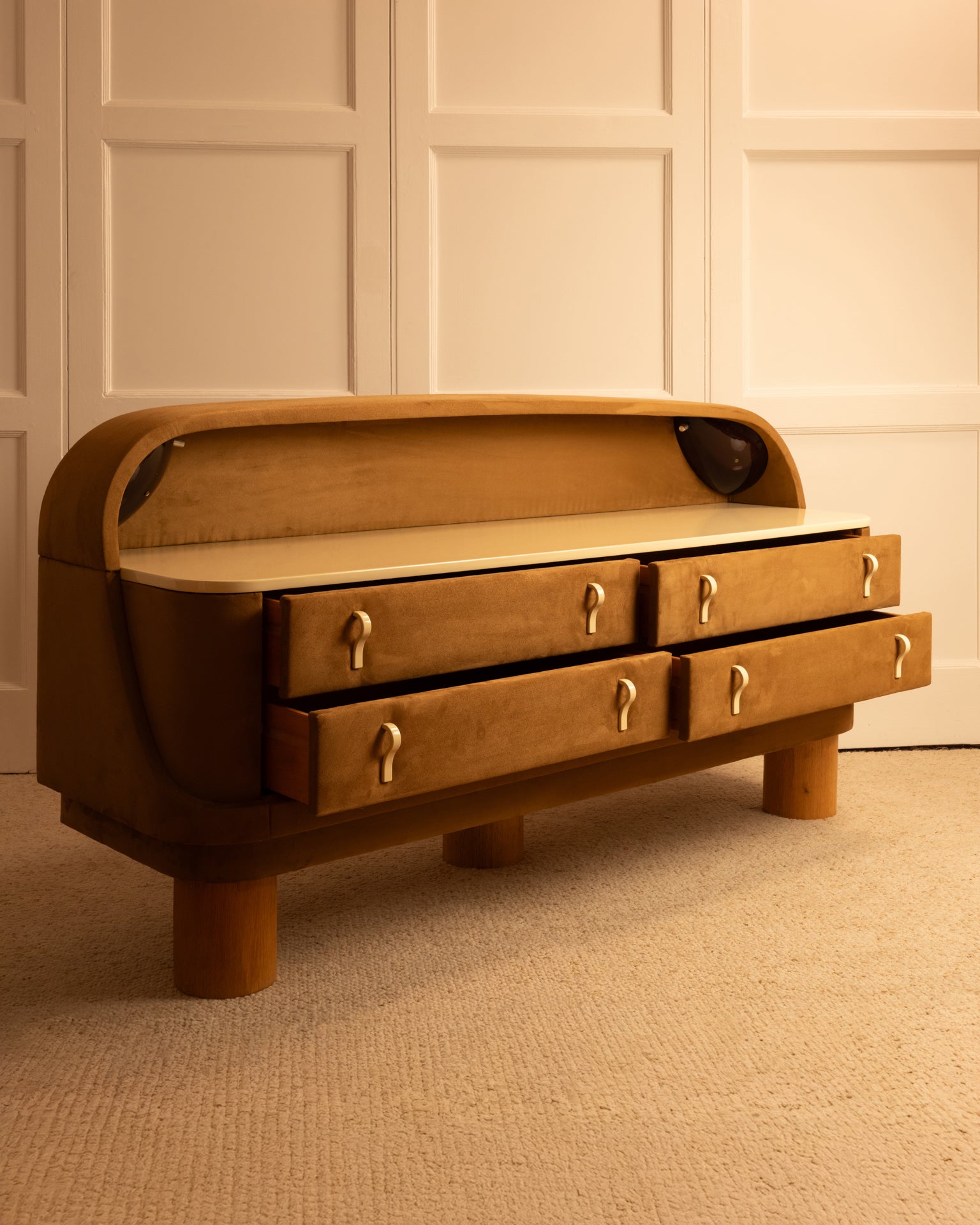 1970s_Illuminated_Chest_of_Drawers_in_Suede_and_Wood,_Italy