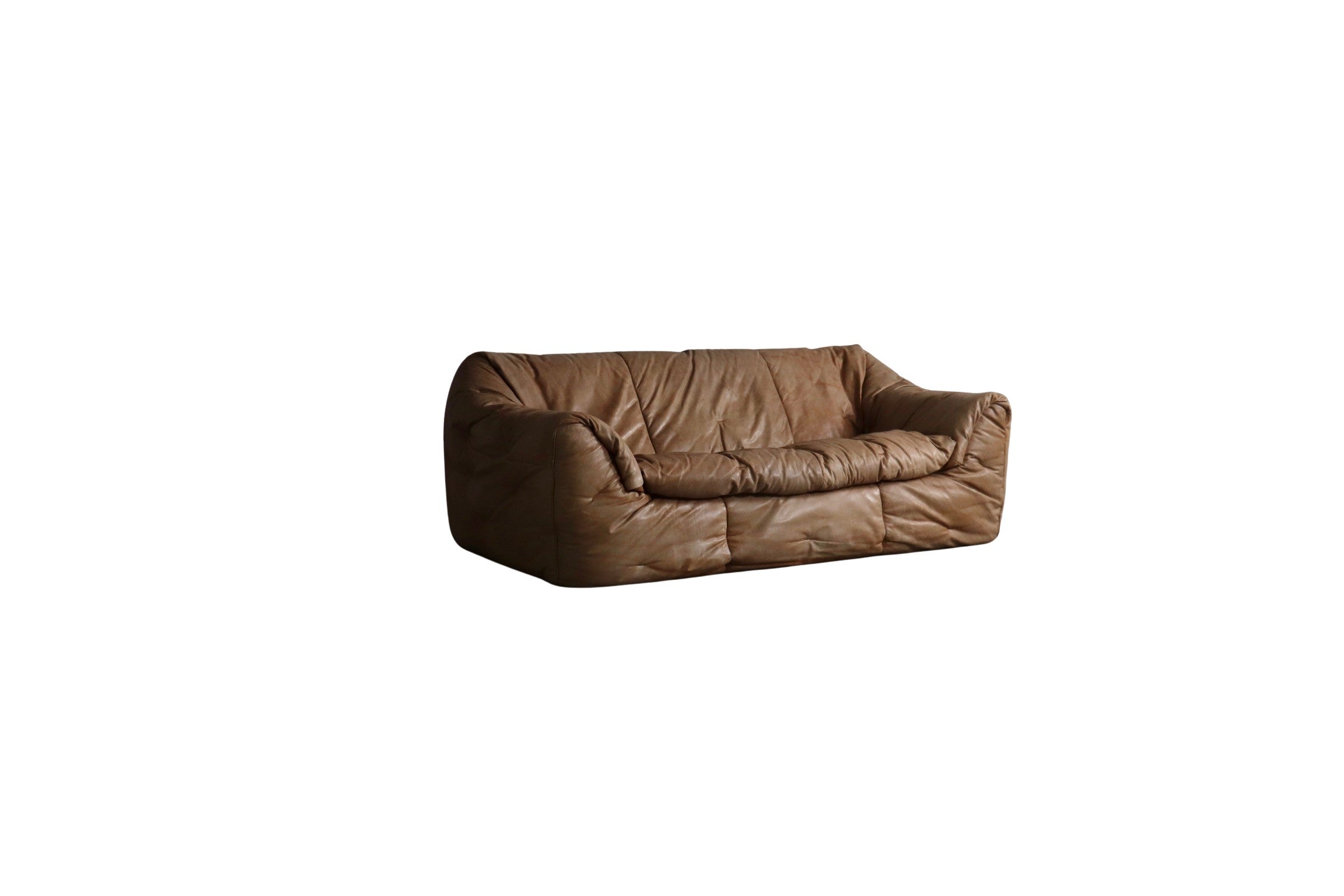 Ligne_Roset_Sloop_Sofa_By_Michel_Ducaroy_In_Cognac_Leather,_1970s