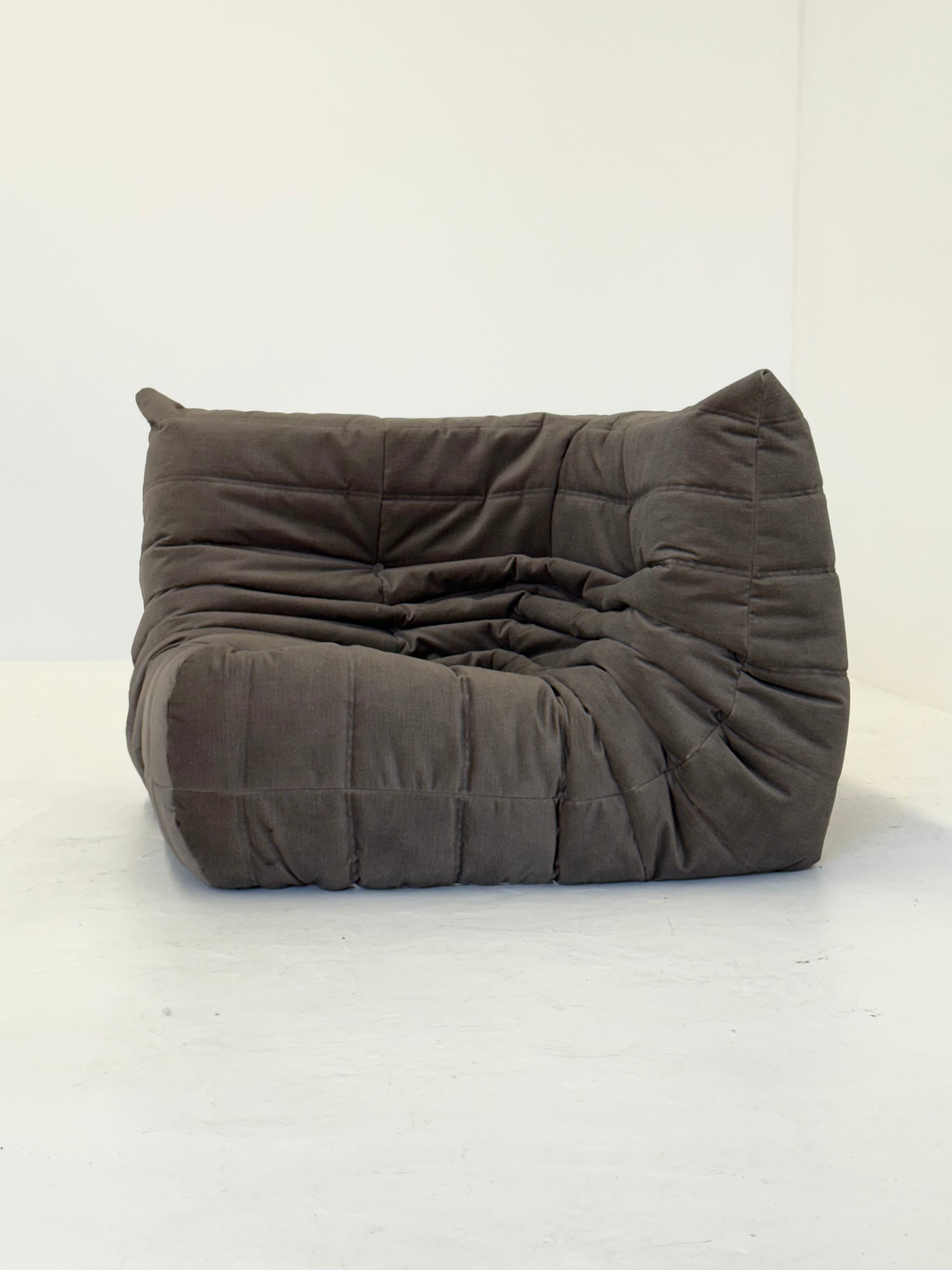 Ligne_Roset_Togo_corner_element_in_gray/taupe_velvet