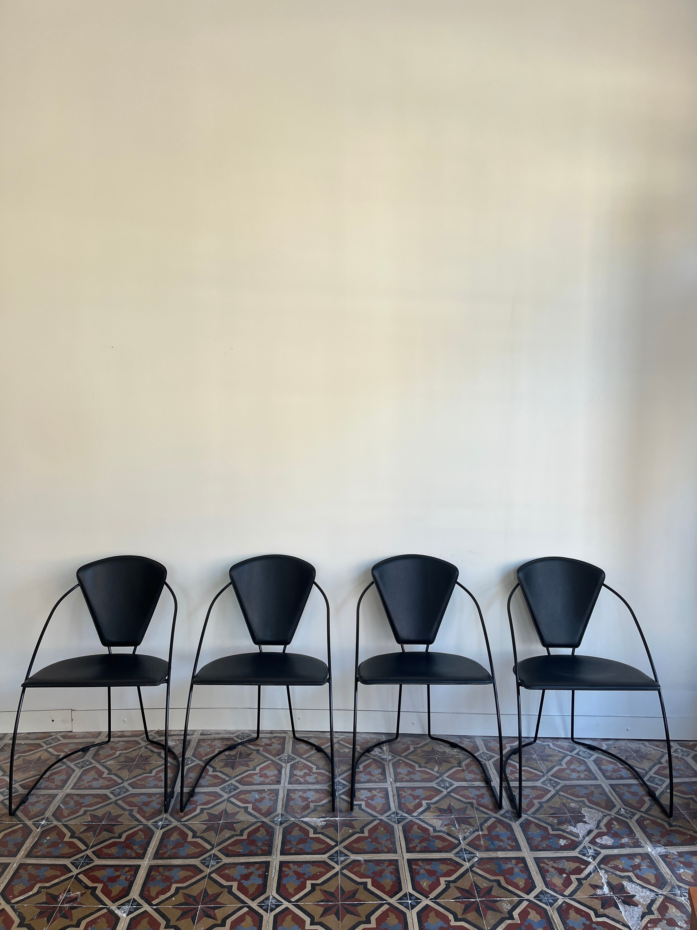 Set_of_4_Arrben_Italian_Dining_Chairs_in_Leather_and_Metal,_1980s