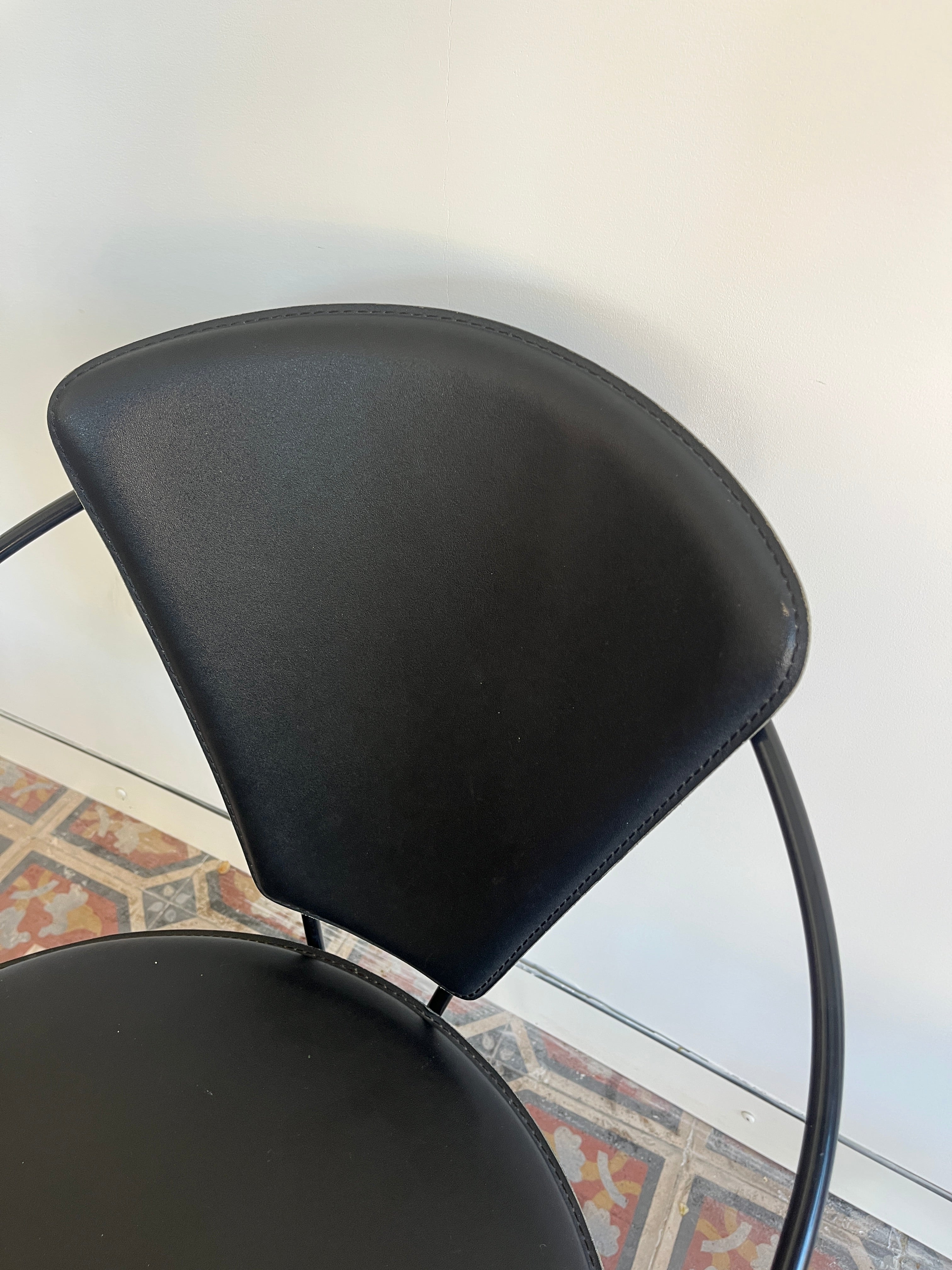 Set_of_4_Arrben_Italian_Dining_Chairs_in_Leather_and_Metal,_1980s
