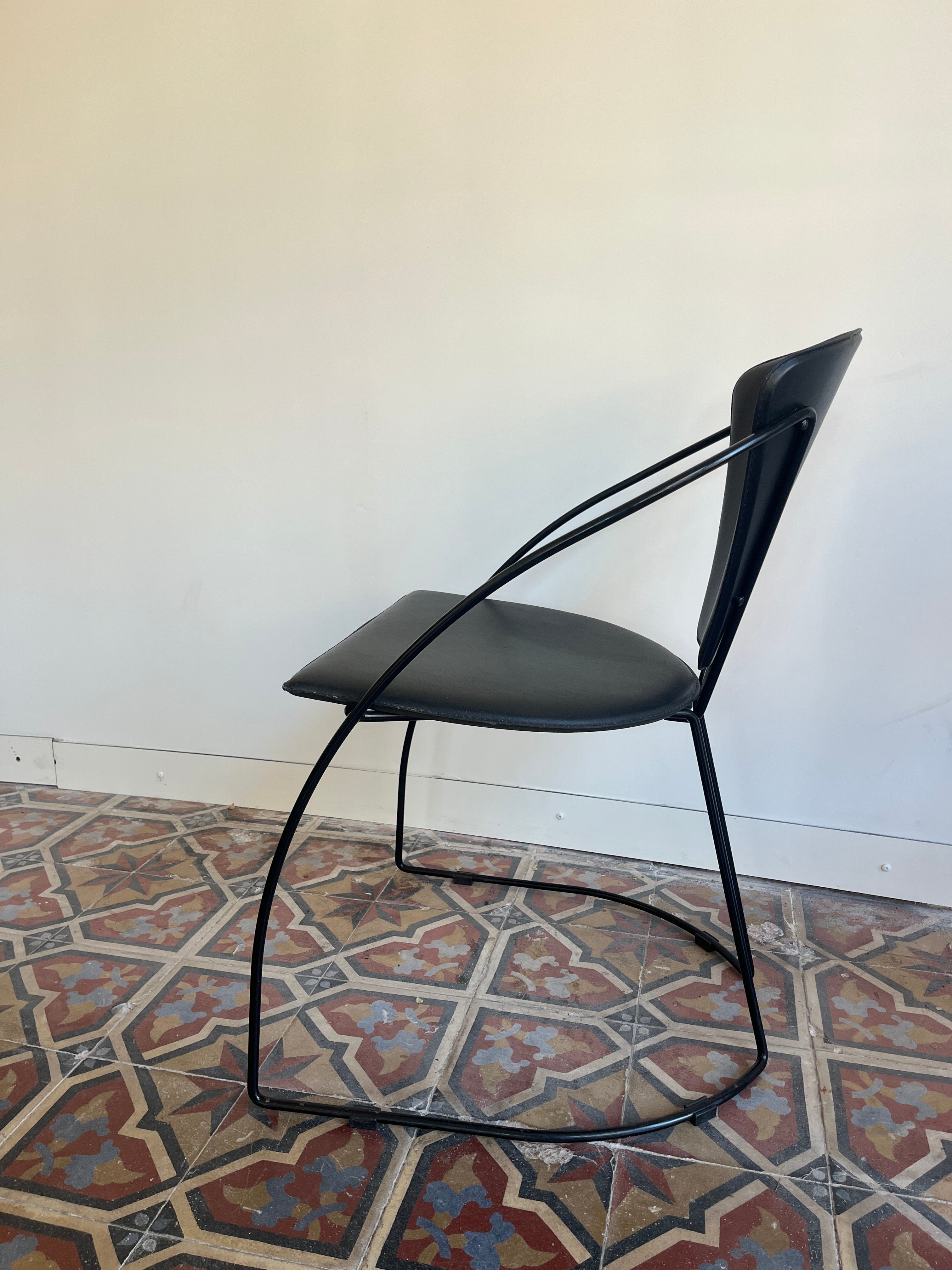 Set_of_4_Arrben_Italian_Dining_Chairs_in_Leather_and_Metal,_1980s