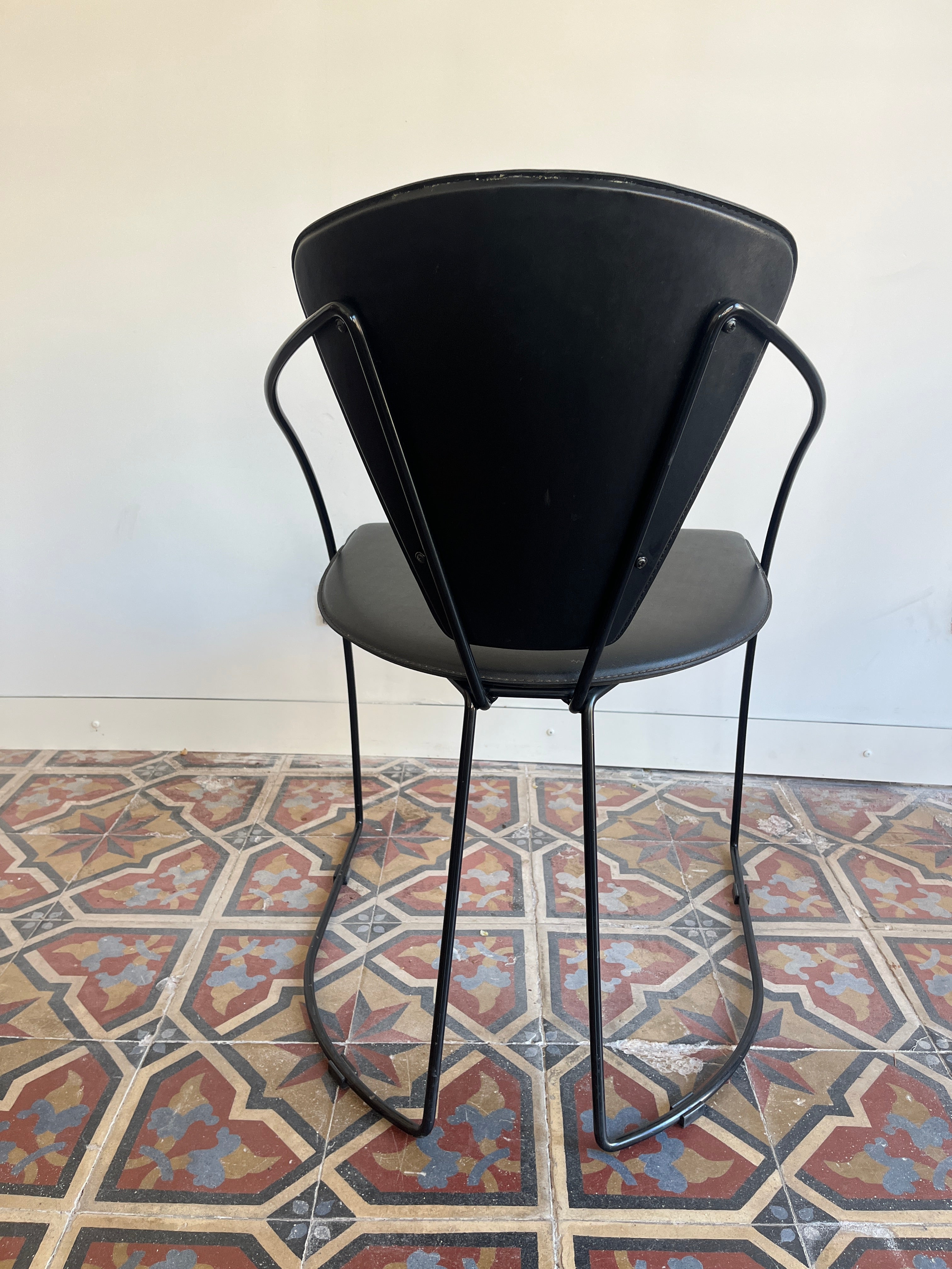 Set_of_4_Arrben_Italian_Dining_Chairs_in_Leather_and_Metal,_1980s