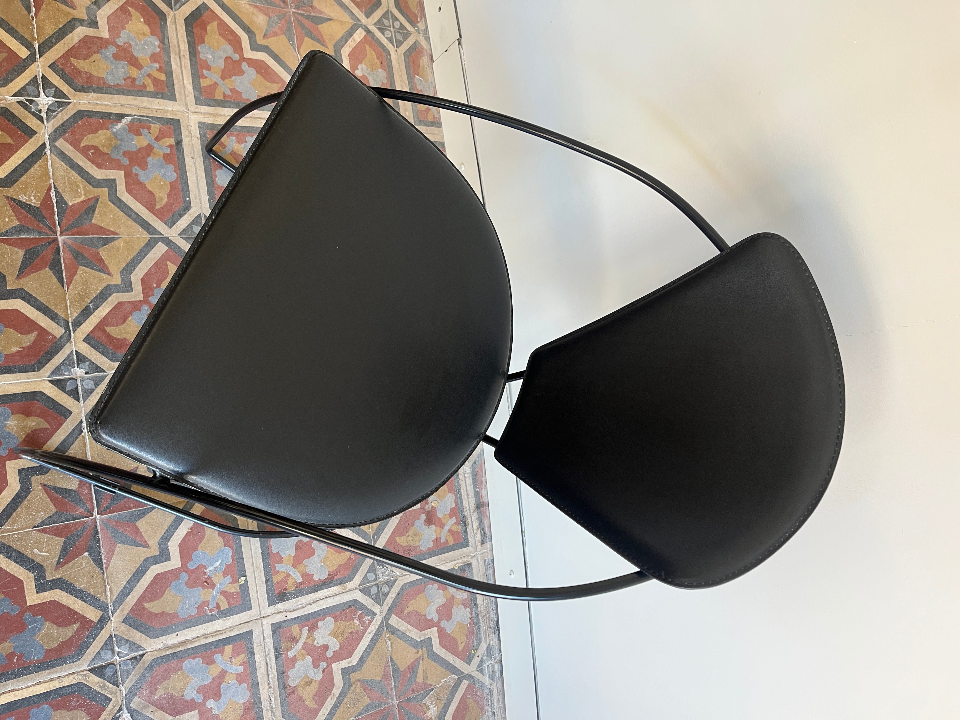 Set_of_4_Arrben_Italian_Dining_Chairs_in_Leather_and_Metal,_1980s