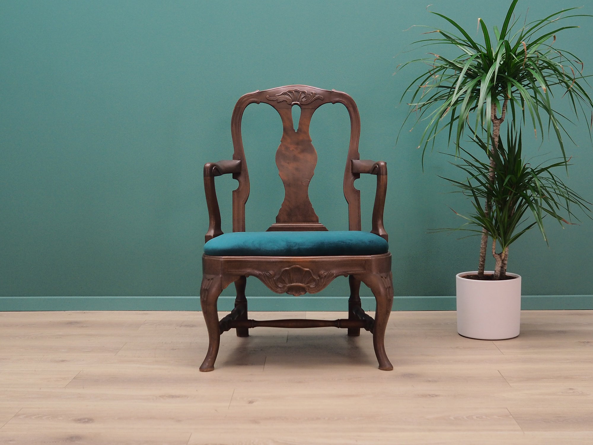 Danish_Chippendale_Living_Room_Set_in_Walnut_and_Green_Velour,_1970s