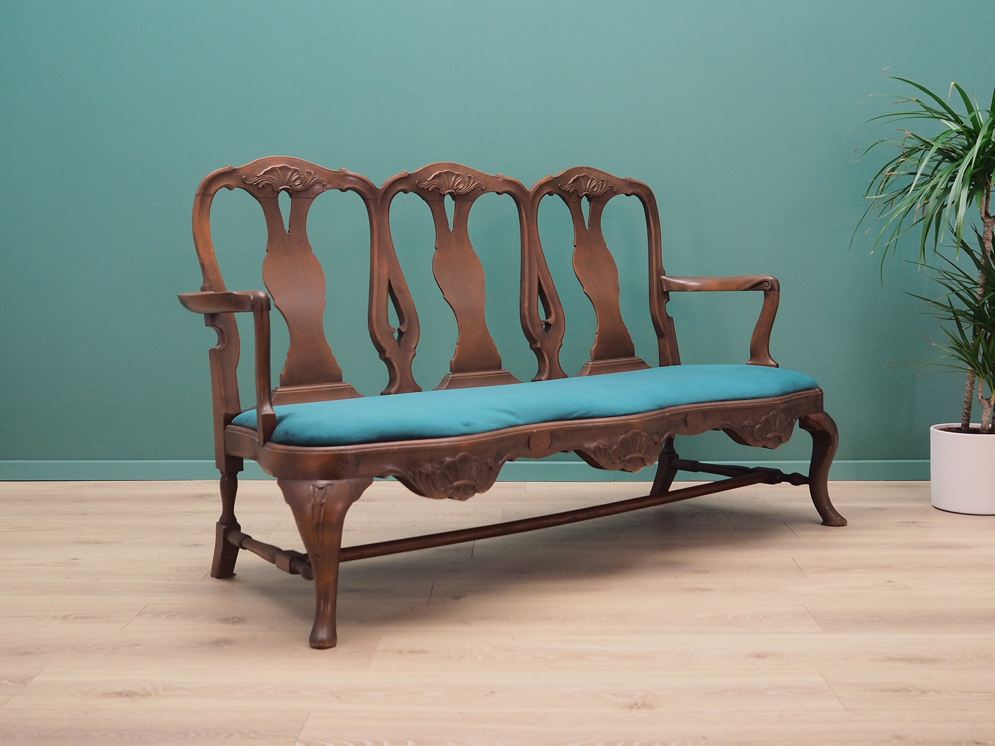 Danish_Chippendale_Living_Room_Set_in_Walnut_and_Green_Velour,_1970s