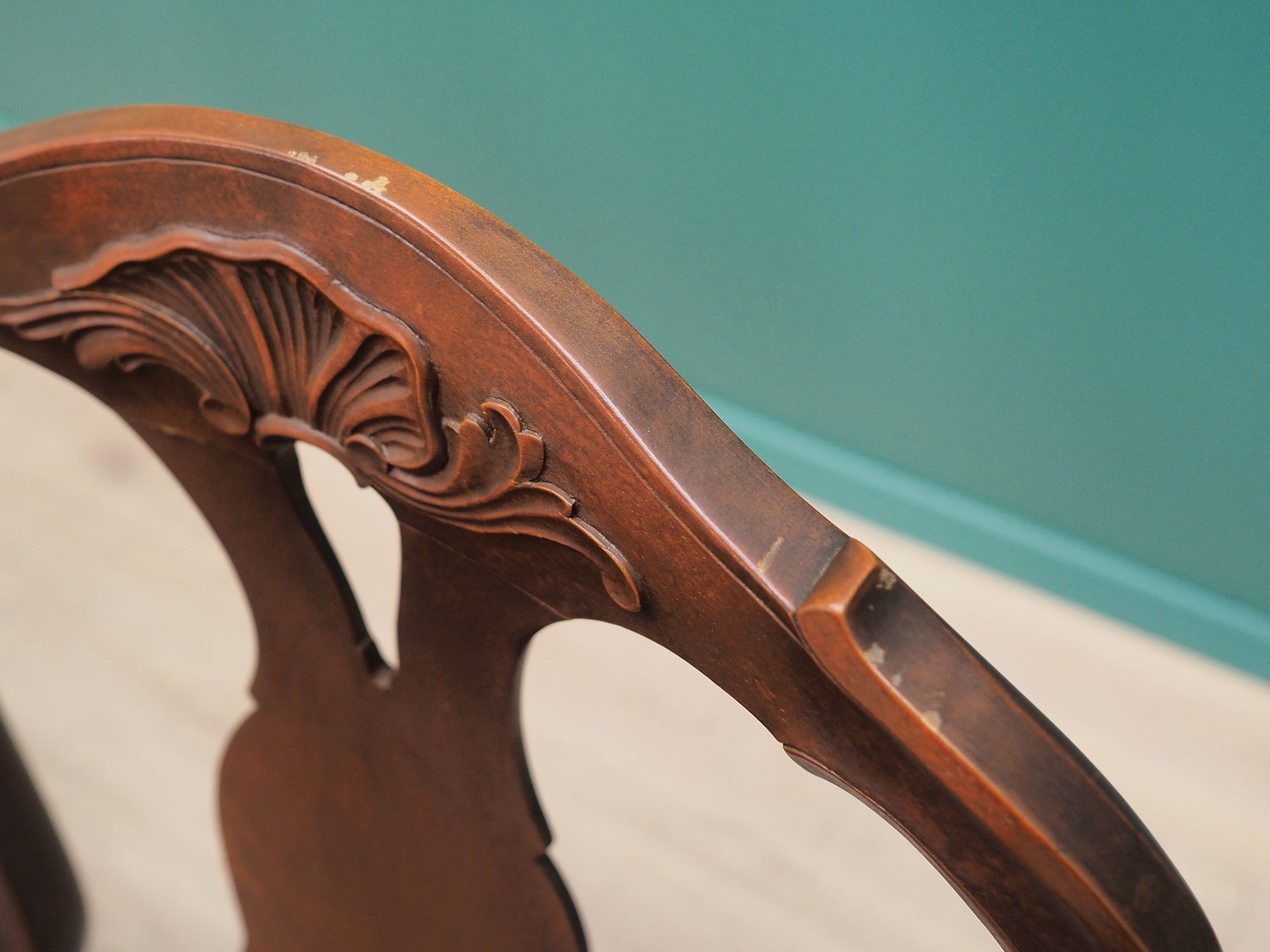 Danish_Chippendale_Living_Room_Set_in_Walnut_and_Green_Velour,_1970s