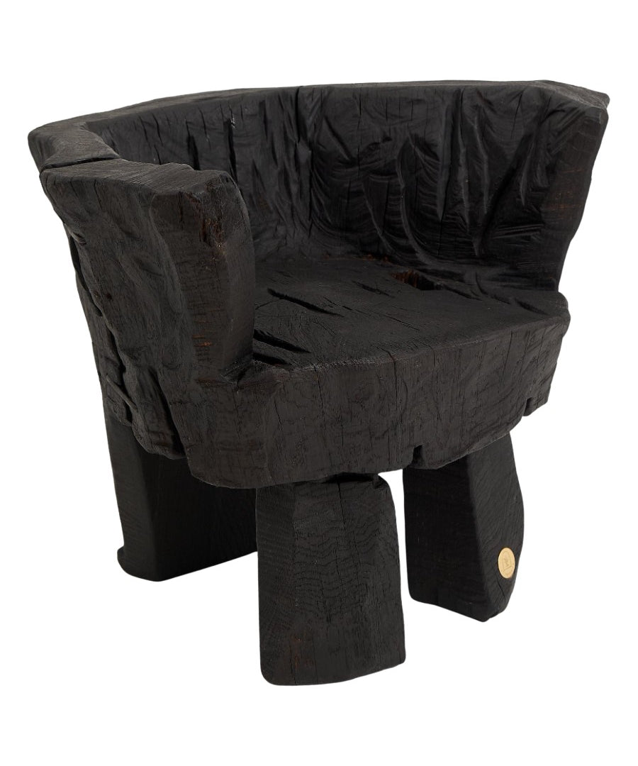Logniture,_Brutalist_Sculptural_Armchair,_Solid_Burnt_Oak_Wood