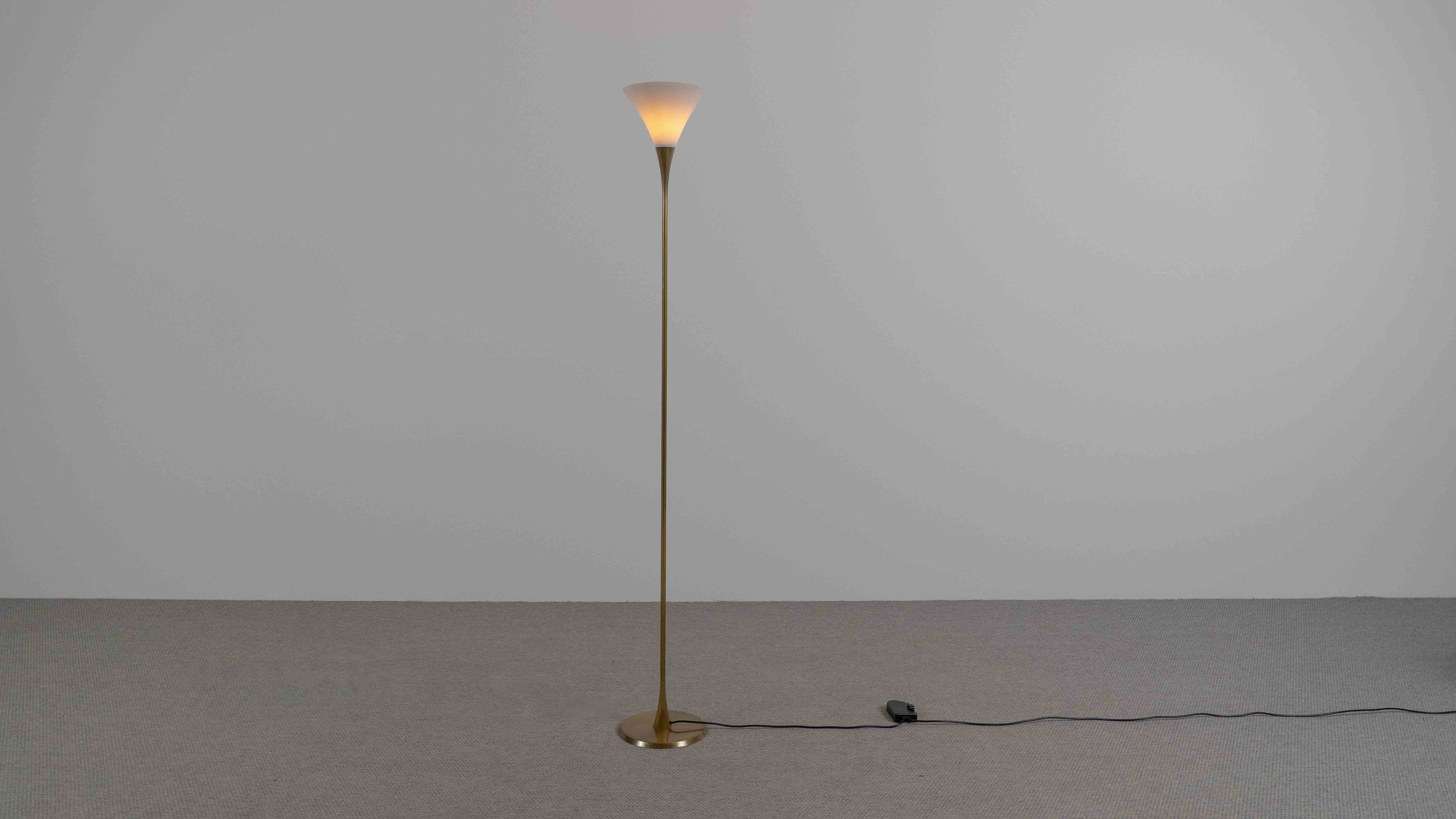 Florian_Schulz_Lonea_Brass_Floor_Lamp_with_Opal_Glass_Shade