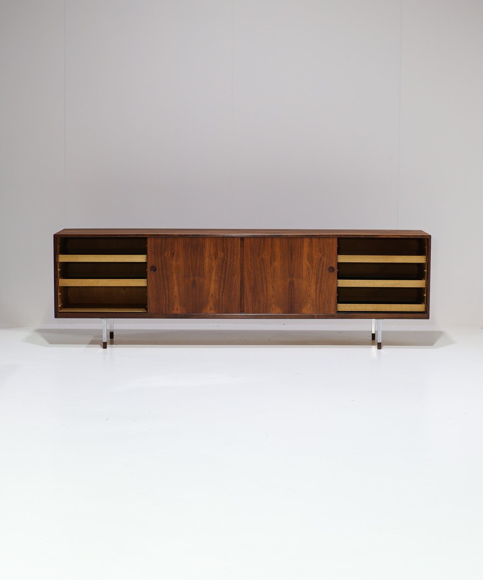 Danish_Rosewood_Lowboard_Sideboard_with_Chrome_Legs,_1960s