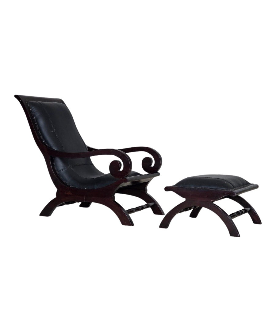 Set_of_Scandinavian_Leather_Armchair_and_Ottoman,_1970s,_Denmark_Design