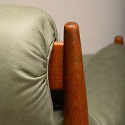 Set_of_Brazilian_Style_Oak_Lounge_Chair_and_Ottoman_in_Sage_Green_Leather,_1970s