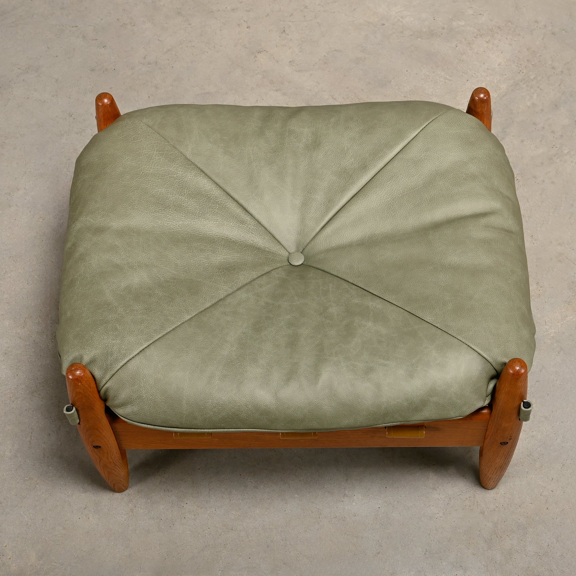 Set_of_Brazilian_Style_Oak_Lounge_Chair_and_Ottoman_in_Sage_Green_Leather,_1970s