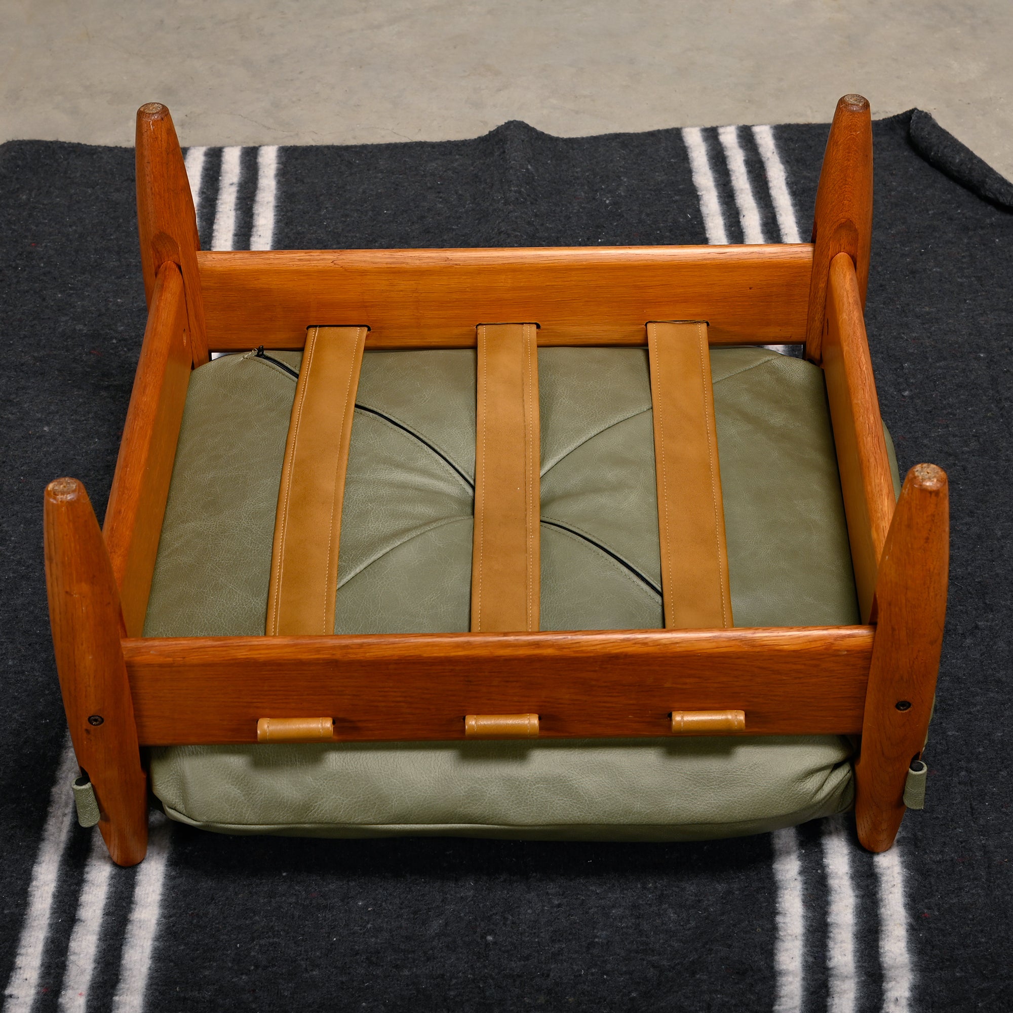 Set_of_Brazilian_Style_Oak_Lounge_Chair_and_Ottoman_in_Sage_Green_Leather,_1970s