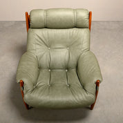 Set_of_Brazilian_Style_Oak_Lounge_Chair_and_Ottoman_in_Sage_Green_Leather,_1970s