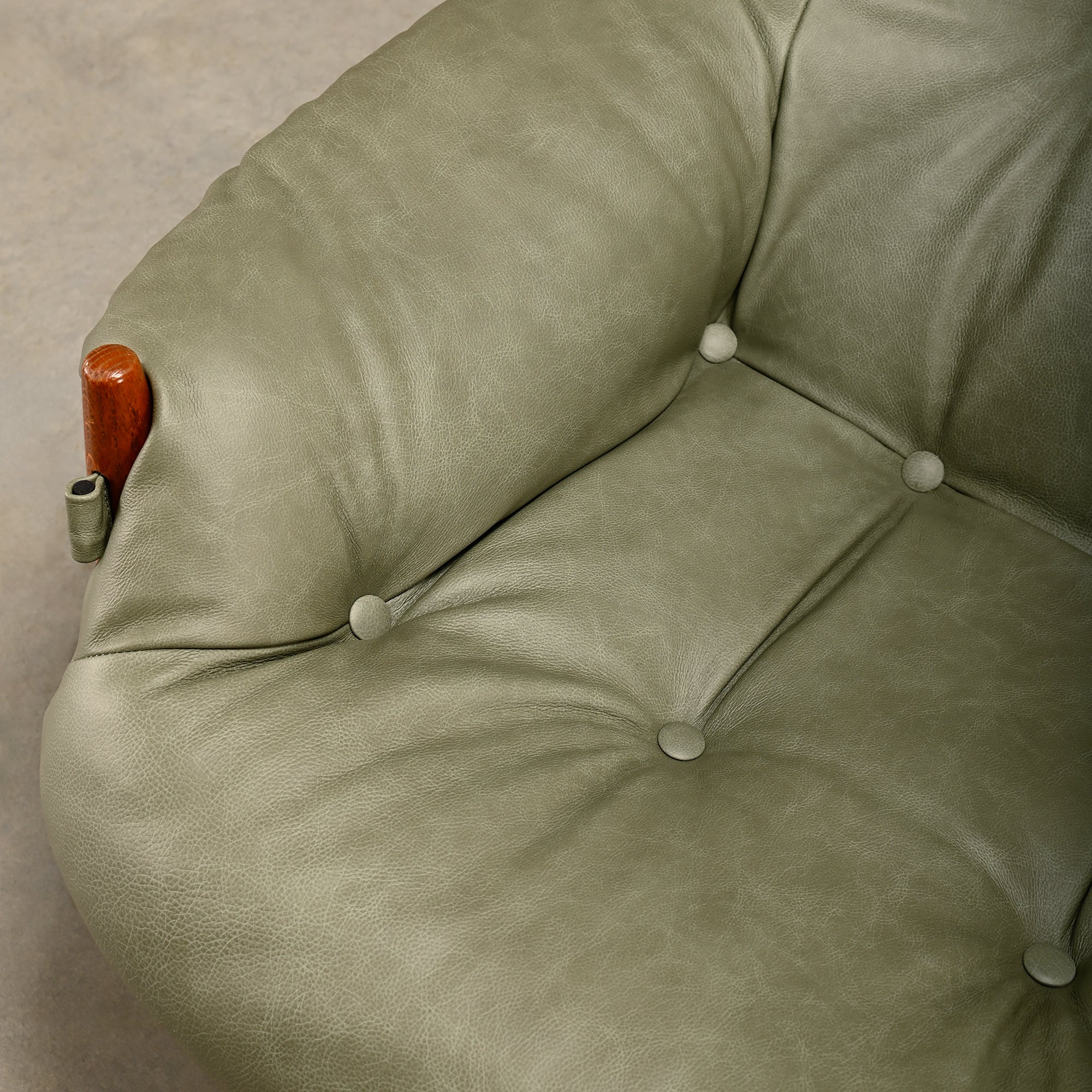 Set_of_Brazilian_Style_Oak_Lounge_Chair_and_Ottoman_in_Sage_Green_Leather,_1970s