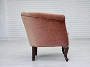 Lounge_Chair,_Salmon_Pink_Velour_&_Ash_Wood,_1960s_Denmark