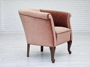 Lounge_Chair,_Salmon_Pink_Velour_&_Ash_Wood,_1960s_Denmark
